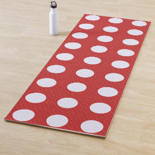 White Fractals Polka Dots Red Fractals Background Yoga Mat