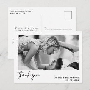 White Frame Calligraphy Thank You Wedding Postcard