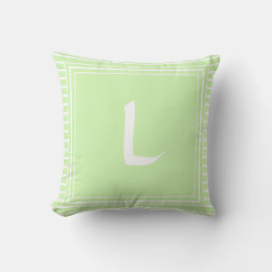 White Frame Monogram Letter Stripes Cushion
