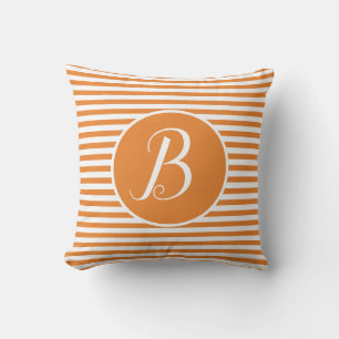White Frame Monogram Letter Stripes Cushion