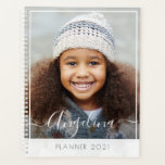 white frame photo yearly planner<br><div class="desc">A lovely custom design with a white frame. You can edit the image,  colours and text on this planner book.</div>