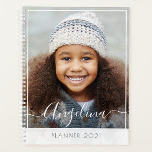 white frame photo yearly planner
