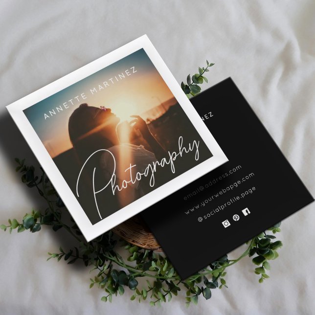 White frame photography  square business card (Creator Uploaded)