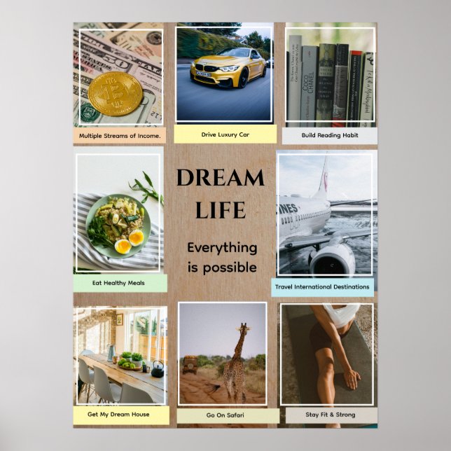 White Frame Photos Vision Board Poster (Front)