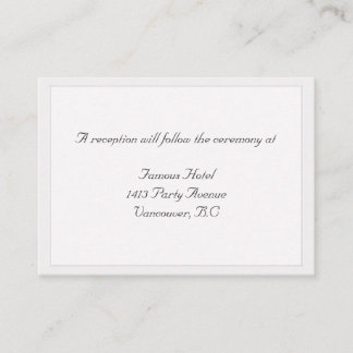 White Framed Wedding RSVP Reception Card