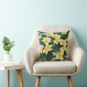White Frangipani Flowers Cushion