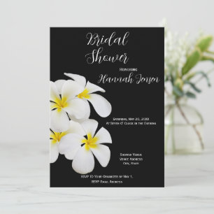 White Frangipani Flowers, Tropical, Floral, Bridal Invitation