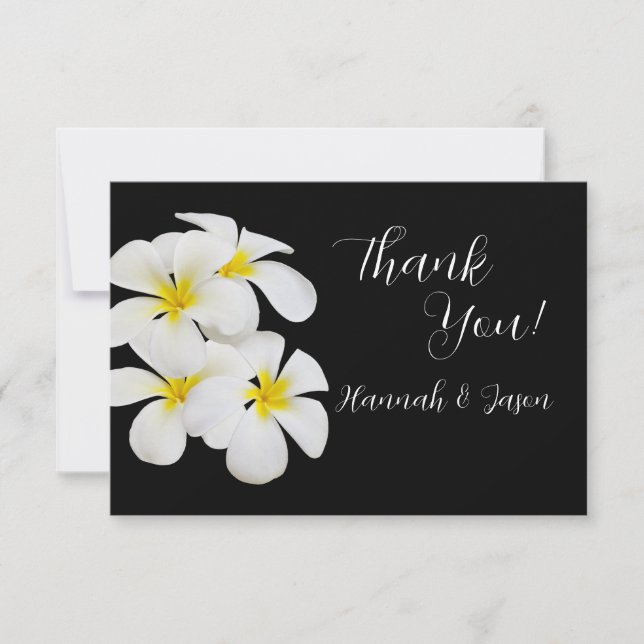 White Frangipani Flowers, Tropical, Floral Wedding Thank You Card (Front)