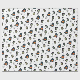 🤍 White Frankenstein Halloween Wrap 💀🎁 Wrapping Paper