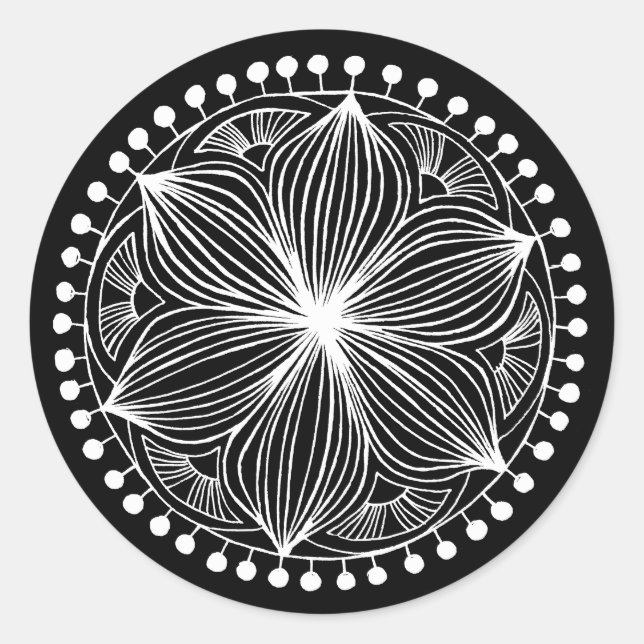 White Frankie Mandala Sticker (Front)