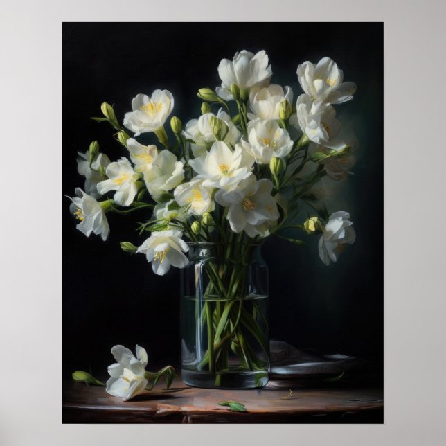 White Freesia Flowers Art Print Poster (Front)