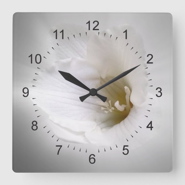 white freesia square wall clock (Front)