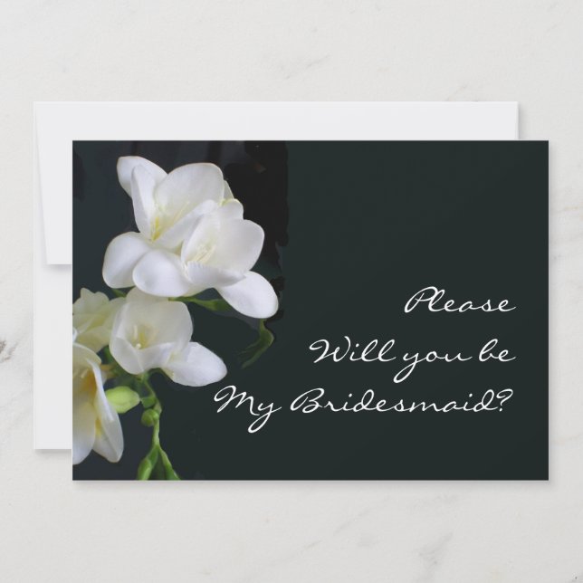 White Freesias Bridesmaid Request Invitation (Front)