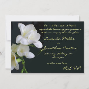 White Freesias Wedding Invitation