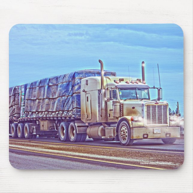 White Freight Truck - Lorry and Highway Art Mouse Mat (Front)