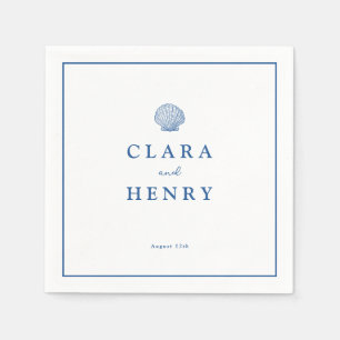 White French Blue Coastal Wedding Napkins