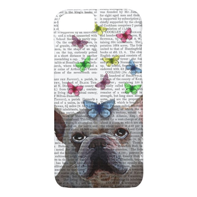 White French Bulldog and Butterflies Case-Mate iPhone Case (Back)