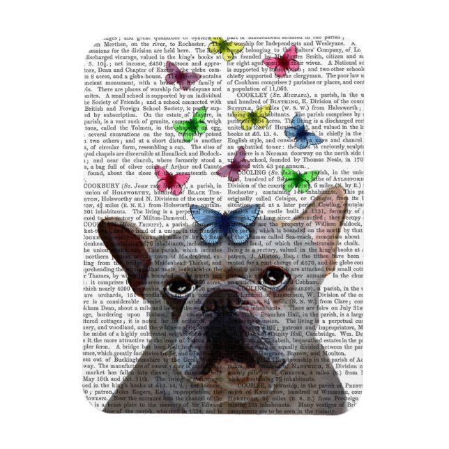 White French Bulldog and Butterflies Magnet (Vertical)