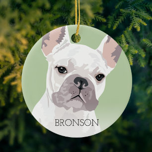 White French Bulldog Christmas Ceramic Tree Decoration