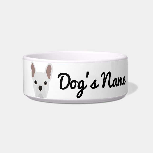 White French Bulldog | Cute Frenchie Face Bowl (Front)