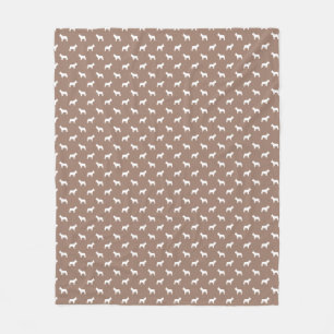 White French BullDog Outlines on Khaki Beige Fleece Blanket