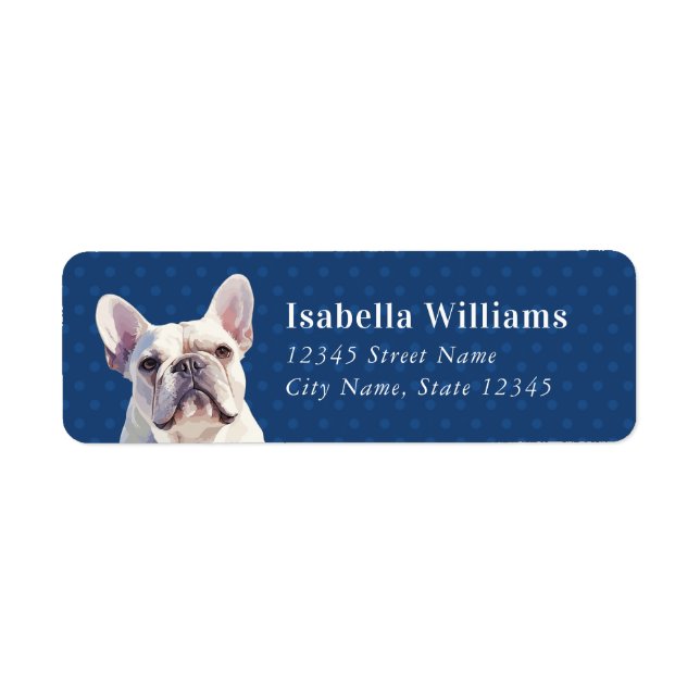 White French Bulldog Return Address Labels (Front)