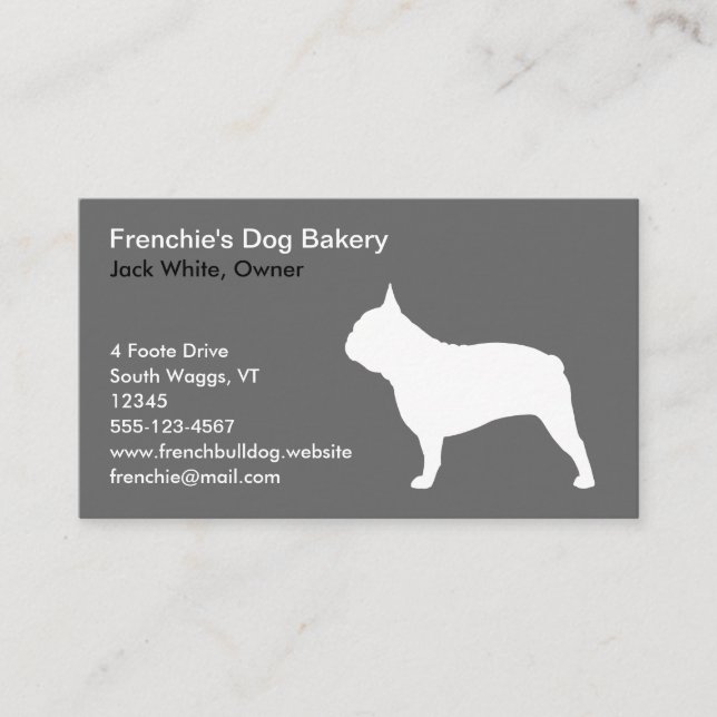 White French Bulldog Silhouette | Frenchie Dog Business Card (Front)