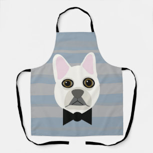 White French Bulldog, Stripes Apron