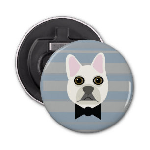 White French Bulldog, Stripes Bottle Opener
