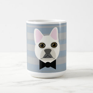 White French Bulldog, Stripes Coffee Mug