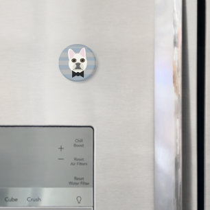 White French Bulldog, Stripes Magnet