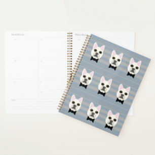 White French Bulldog, Stripes Planner