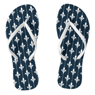 White French Damask Flip Flops