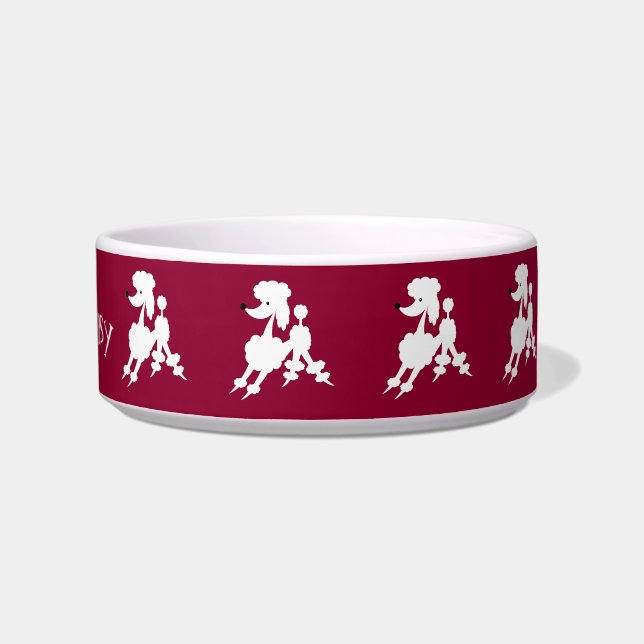 White French Poodles Customisable Name Bowl (Right)