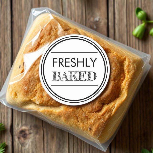 White | Freshly Baked Bread Bakery  Classic Round Sticker (Creator Uploaded)