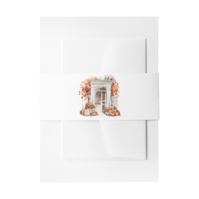 White Front Door Autumn Wedding Invitation Belly Band (Front Example)