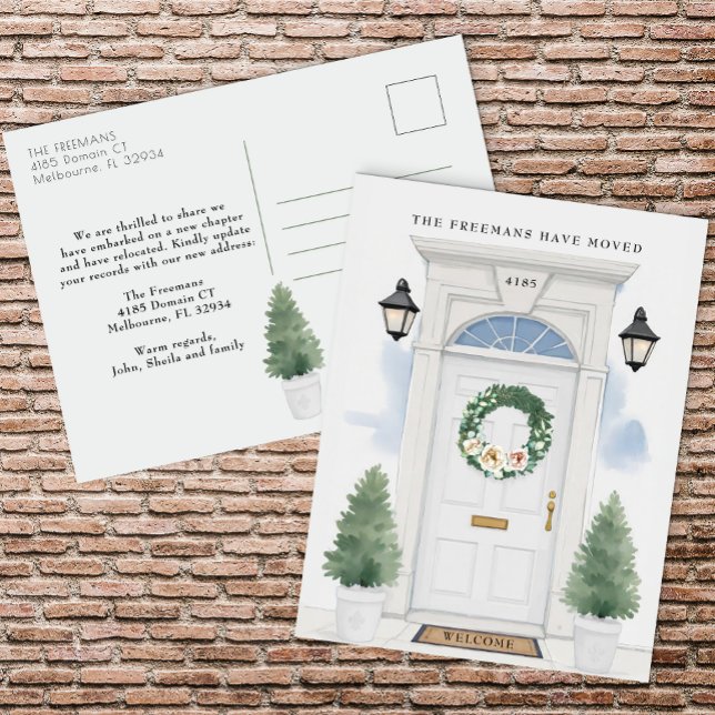 White Front Door Moving Announcement  Postcard (New House Postcard)