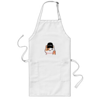 white front with logo long apron