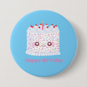 White Frosting Sprinkle Birthday Cake 7.5 Cm Round Badge