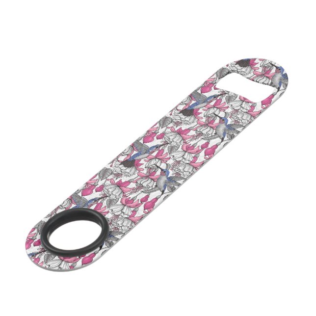 White fuchsia and hummingbirds (Front Angled)
