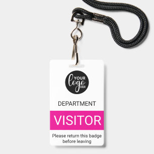 White Fuchsia Pink Logo Visitor Colour Code Access ID Badge