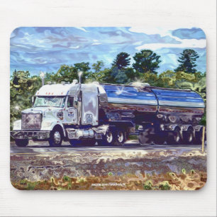 WHITE FUEL TANKER TRUCKERS Mousepad