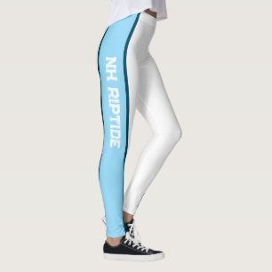White full-length leggings with "NH Riptide"
