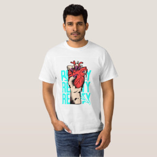 White Full Sleeve T-shirts with Heart 3D  Design 