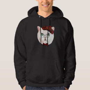White Funky Kitty Face   Hoodie