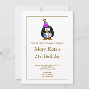 White Funny 21st Birthday Party Invitation