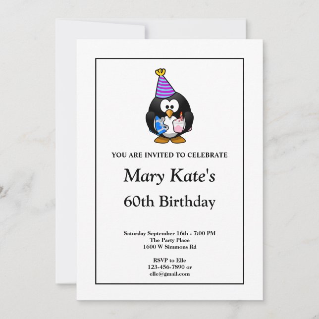White Funny 60th Birthday Party Invitation (Front)