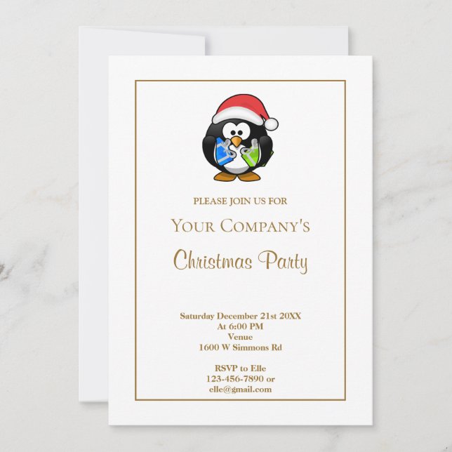 White Funny Christmas Party Invitation (Front)