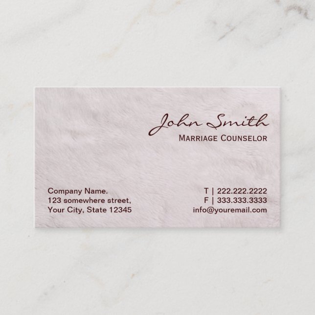 White Fur Marriage Counseling Business Card (Front)