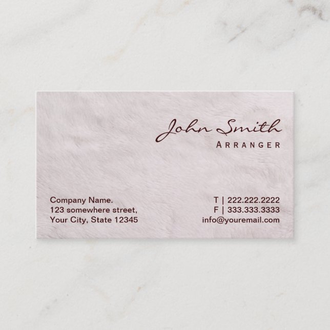 White Fur Music Arranger Business Card (Front)
